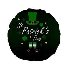 St Patricks Leprechaun Standard 15  Premium Flano Round Cushions by Valentinaart