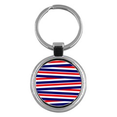 Red White Blue Patriotic Ribbons Key Chains (round)  by Nexatart