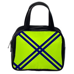 Stripes Angular Diagonal Lime Green Classic Handbags (one Side) by Nexatart