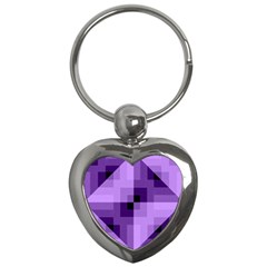 Purple Geometric Cotton Fabric Key Chains (heart)  by Nexatart
