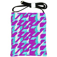 Fabric Textile Texture Purple Aqua Shoulder Sling Bags by Nexatart