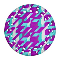 Fabric Textile Texture Purple Aqua Ornament (round Filigree) by Nexatart
