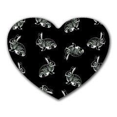 Rabbit Pattern Heart Mousepads by Valentinaart