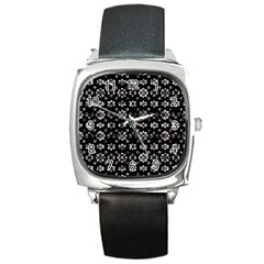 Dark Luxury Baroque Pattern Square Metal Watch by dflcprints