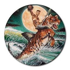 Tiger Shark Round Mousepads by redmaidenart