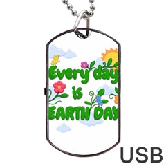 Earth Day Dog Tag Usb Flash (one Side) by Valentinaart