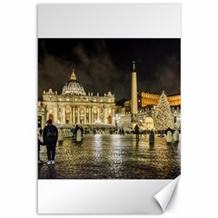 Saint Peters Basilica Winter Night Scene, Rome, Italy Canvas 12  X 18   by dflcprints