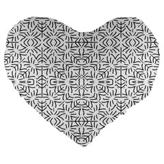 Black And White Ethnic Geometric Pattern Large 19  Premium Flano Heart Shape Cushions by dflcprints