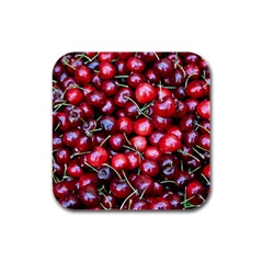 Cherries 1 Rubber Square Coaster (4 Pack)  by trendistuff