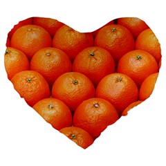Oranges 2 Large 19  Premium Flano Heart Shape Cushions by trendistuff