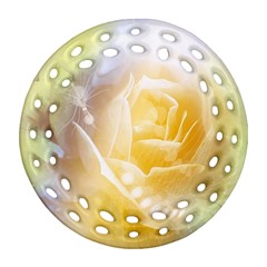 Beautiful Yellow Rose Ornament (round Filigree) by FantasyWorld7