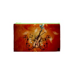 Violin With Violin Bow And Dove Cosmetic Bag (xs) by FantasyWorld7
