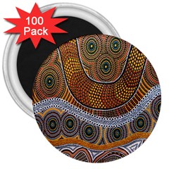 Aboriginal Traditional Pattern 3  Magnets (100 Pack) by Sapixe