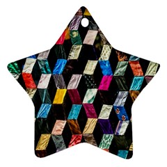 Abstract Multicolor Cubes 3d Quilt Fabric Star Ornament (two Sides) by Sapixe