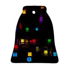 Abstract 3d Cg Digital Art Colors Cubes Square Shapes Pattern Dark Bell Ornament (two Sides)