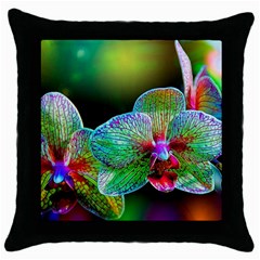Alien Orchids Floral Art Photograph Throw Pillow Case (black) by Sapixe