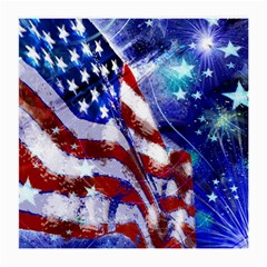 American Flag Red White Blue Fireworks Stars Independence Day Medium Glasses Cloth