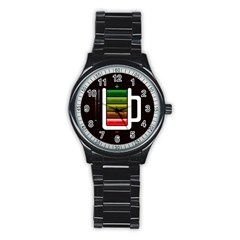 Black Energy Battery Life Stainless Steel Round Watch by Sapixe