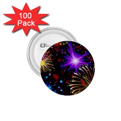 Celebration Fireworks In Red Blue Yellow And Green Color 1 75  Buttons (100 Pack) 
