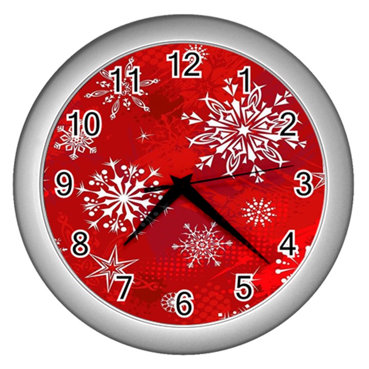 Christmas Pattern Wall Clocks (Silver) 