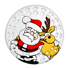 Christmas Santa Claus Round Filigree Ornament (two Sides) by Sapixe