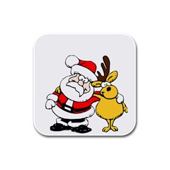 Christmas Santa Claus Rubber Square Coaster (4 Pack) 