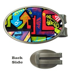Urban Graffiti Movie Theme Productor Colorful Abstract Arrows Money Clips (oval)  by genx