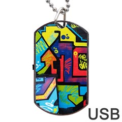 Urban Graffiti Movie Theme Productor Colorful Abstract Arrows Dog Tag Usb Flash (two Sides) by genx