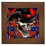 Confederate Flag Usa America United States Csa Civil War Rebel Dixie Military Poster Skull Framed Tiles