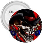 Confederate Flag Usa America United States Csa Civil War Rebel Dixie Military Poster Skull 3  Buttons