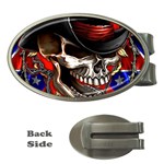Confederate Flag Usa America United States Csa Civil War Rebel Dixie Military Poster Skull Money Clips (Oval) 