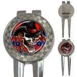 Confederate Flag Usa America United States Csa Civil War Rebel Dixie Military Poster Skull 3-in-1 Golf Divots