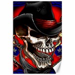 Confederate Flag Usa America United States Csa Civil War Rebel Dixie Military Poster Skull Canvas 24  x 36 