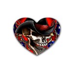 Confederate Flag Usa America United States Csa Civil War Rebel Dixie Military Poster Skull Rubber Coaster (Heart) 