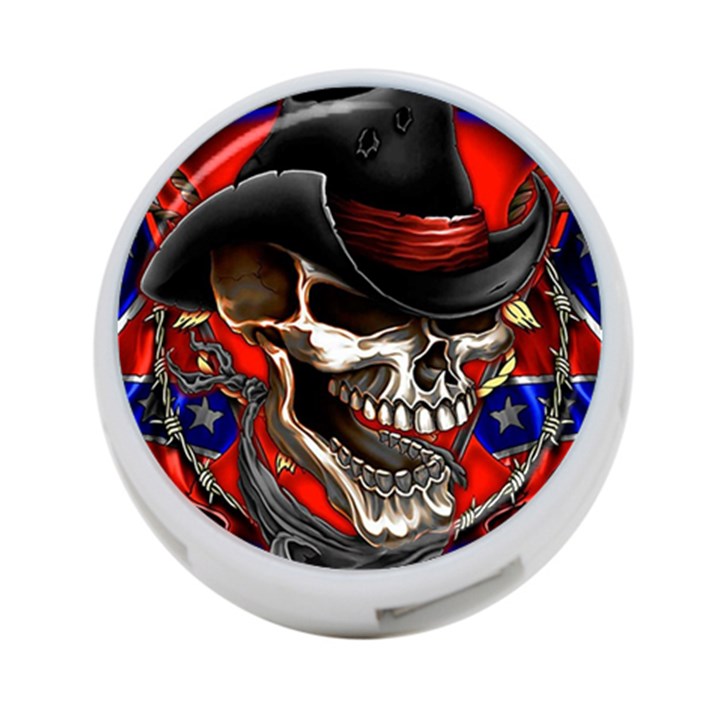 Confederate Flag Usa America United States Csa Civil War Rebel Dixie Military Poster Skull 4-Port USB Hub (One Side)