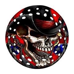 Confederate Flag Usa America United States Csa Civil War Rebel Dixie Military Poster Skull Round Filigree Ornament (two Sides) by Sapixe