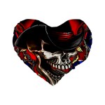 Confederate Flag Usa America United States Csa Civil War Rebel Dixie Military Poster Skull Standard 16  Premium Heart Shape Cushions