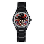 Confederate Flag Usa America United States Csa Civil War Rebel Dixie Military Poster Skull Stainless Steel Round Watch