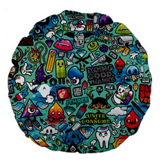 Comics Collage Large 18  Premium Round Cushions by Sapixe