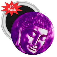 Purple Buddha Art Portrait 3  Magnets (10 Pack) 