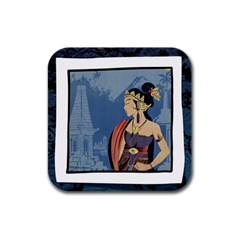 Java Indonesia Girl Headpiece Rubber Square Coaster (4 Pack)  by Nexatart