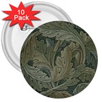 Vintage Background Green Leaves 3  Buttons (10 pack) 