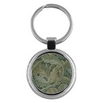 Vintage Background Green Leaves Key Chains (Round) 