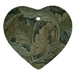 Vintage Background Green Leaves Heart Ornament (Two Sides)
