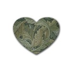 Vintage Background Green Leaves Rubber Coaster (Heart) 