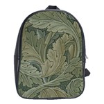 Vintage Background Green Leaves School Bag (XL)
