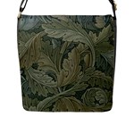 Vintage Background Green Leaves Flap Messenger Bag (L) 
