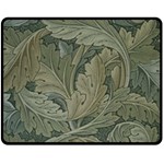Vintage Background Green Leaves Double Sided Fleece Blanket (Medium) 