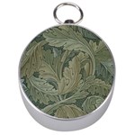 Vintage Background Green Leaves Silver Compasses