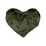 Vintage Background Green Leaves Standard 16  Premium Flano Heart Shape Cushions